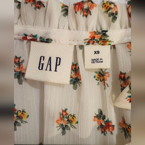 CLOSET CLEAROUT Gap Floral Babydoll Tank Top with Ruffle Edge, Size Extra Small - Picture 6 of 7
